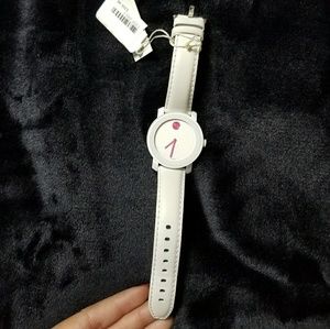 Movado Bold White Leather Band